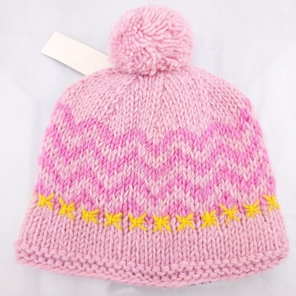 Vintage Wool Knit Winter Hat By Many Hands Kids Sugar & Spice Pink Beanie Floral